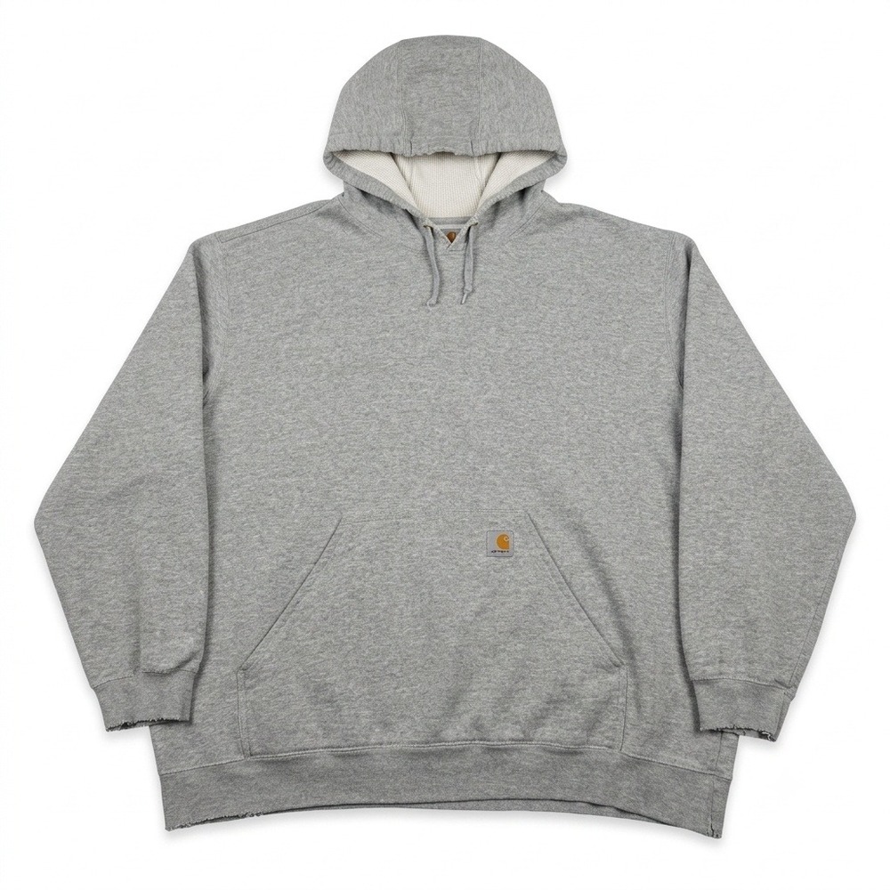 Carhartt Hoodie Mens 2XL XXL Gray Midweight Pullover Sweatshirt Distressed K121‎